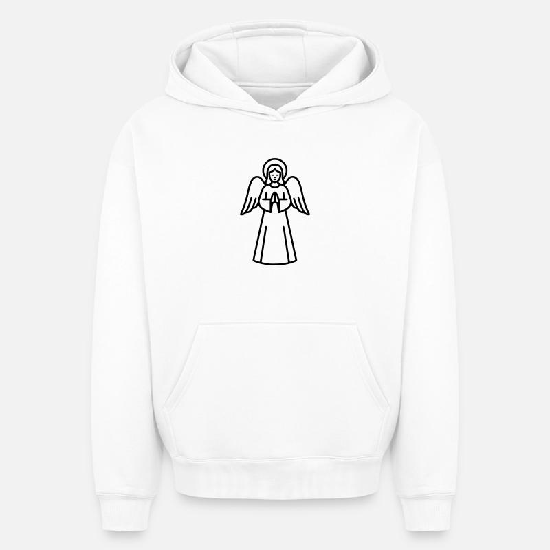 ange-ange-aile-silhouette-simple-4 - Sweat à capuche unisexe oversize épais SPREAD - blanc