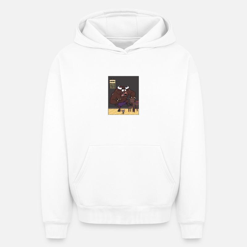 Minotaure lâche - Sweat à capuche unisexe oversize épais SPREAD - blanc