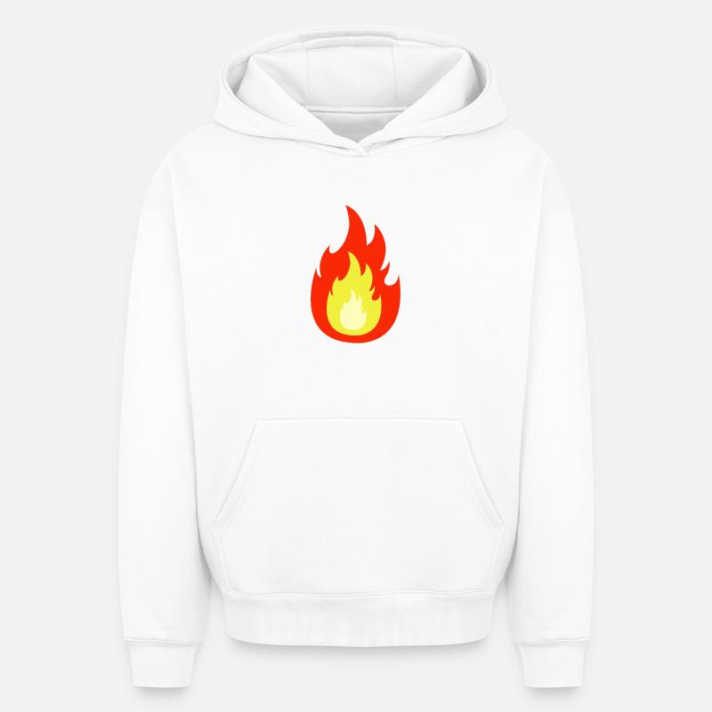 Flamme de feu - Sweat à capuche unisexe oversize épais SPREAD - blanc