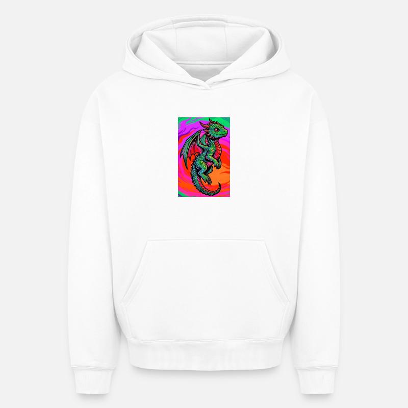 dragon - Sweat à capuche unisexe oversize épais SPREAD - blanc