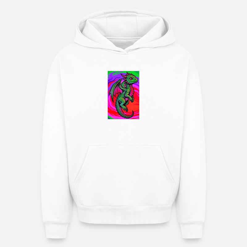 dragon - Sweat à capuche unisexe oversize épais SPREAD - blanc