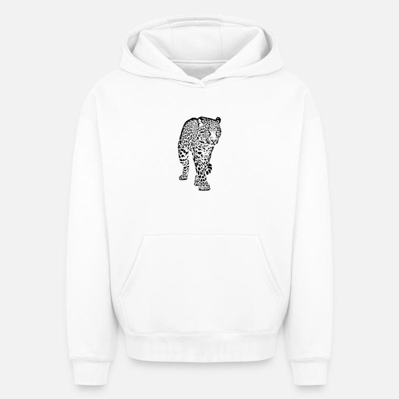 Animal léopard - Sweat à capuche unisexe oversize épais SPREAD - blanc