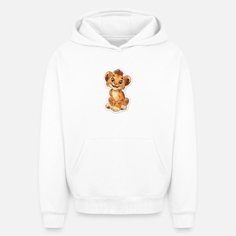 Lion - Sweat à capuche unisexe oversize épais SPREAD - blanc