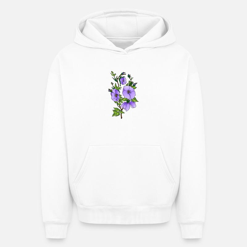 Fleur - Sweat à capuche unisexe oversize épais SPREAD - blanc
