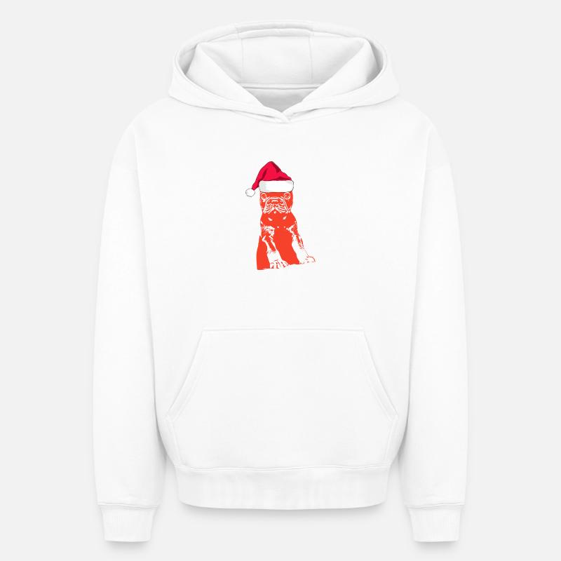 Bouledogue - Sweat à capuche unisexe oversize épais SPREAD - blanc