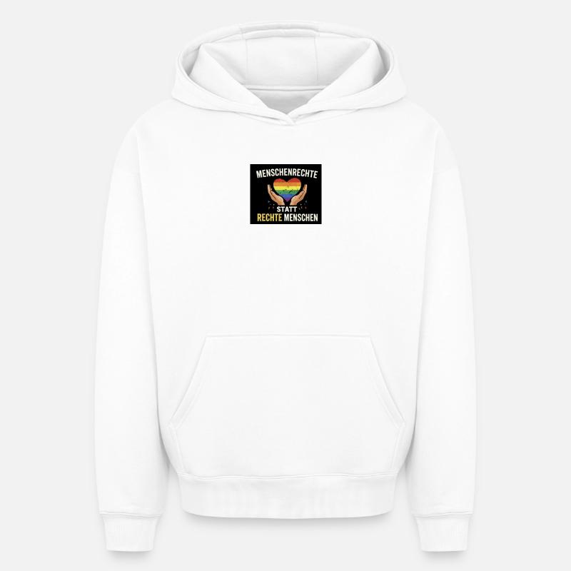 Menschenrechte statt rechte Menschen - Oversized Heavyweight Unisex Hoodie - Weiß
