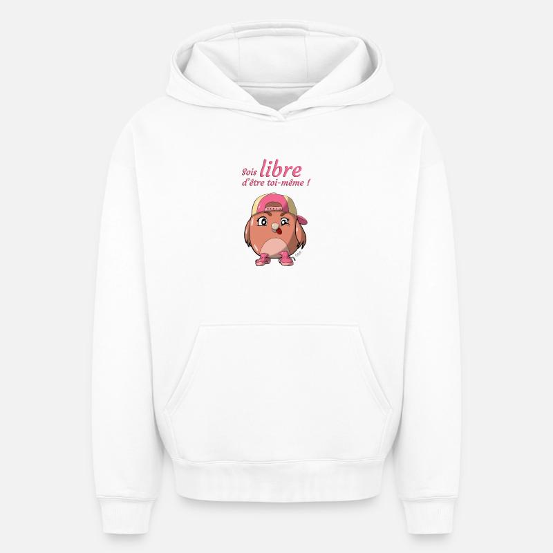 Libre d'être soi même - Sweat à capuche unisexe oversize épais SPREAD - blanc