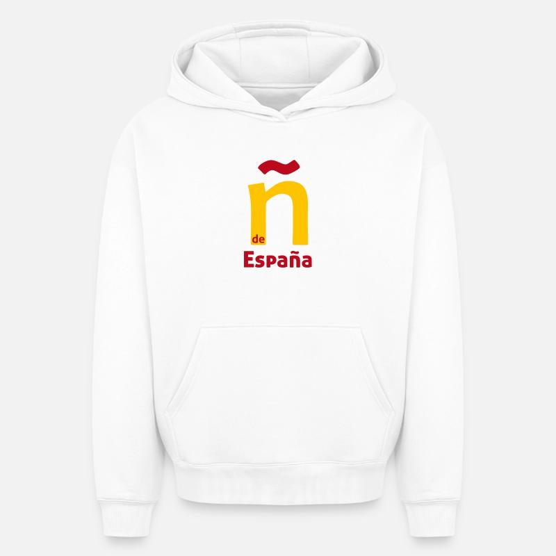 Ñ de España - Sweat à capuche unisexe oversize épais SPREAD - blanc