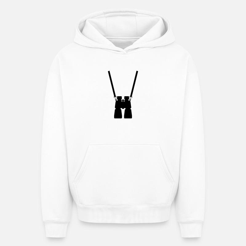 binoculaire - Sweat à capuche unisexe oversize épais SPREAD - blanc