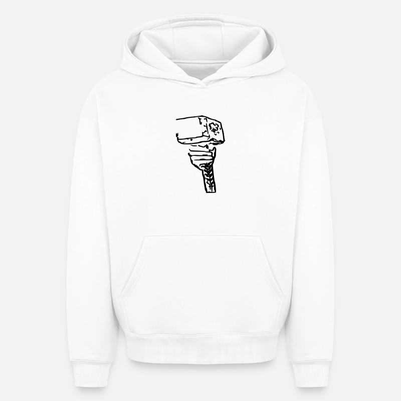 Thors Hammer - Sweat à capuche unisexe oversize épais SPREAD - blanc