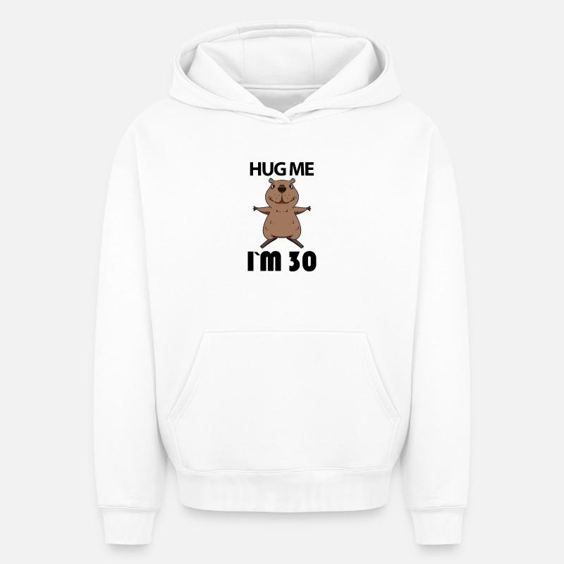 30 ans - 30 ans - Hug - Sweat à capuche unisexe oversize épais SPREAD - blanc