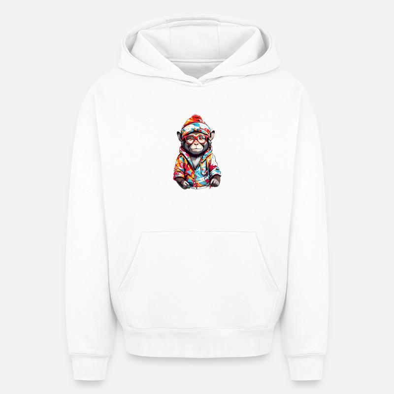 Singe cool - Sweat à capuche unisexe oversize épais SPREAD - blanc