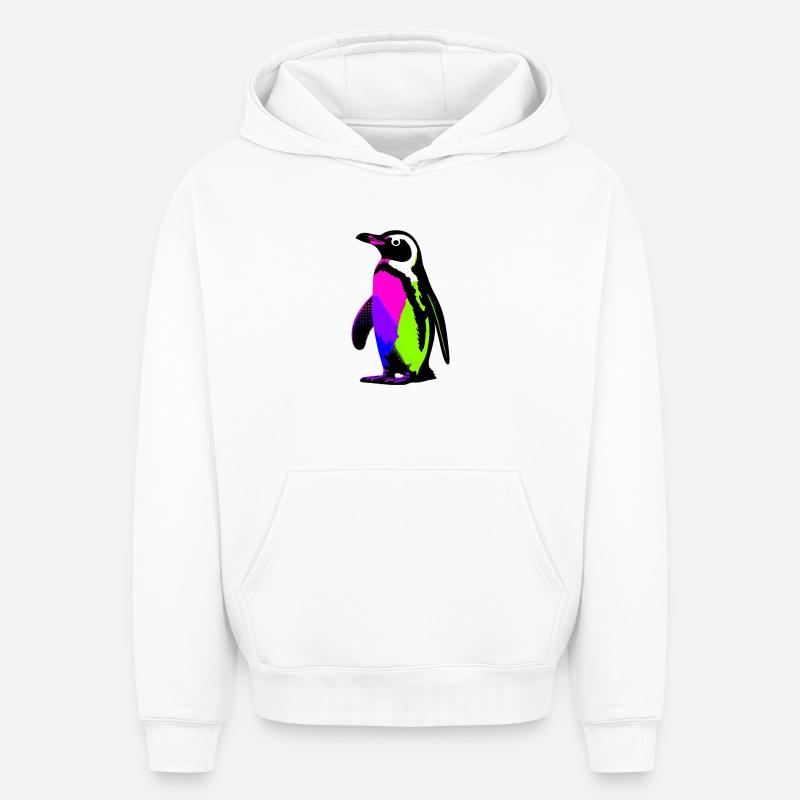 Pingouin - Sweat à capuche unisexe oversize épais SPREAD - blanc