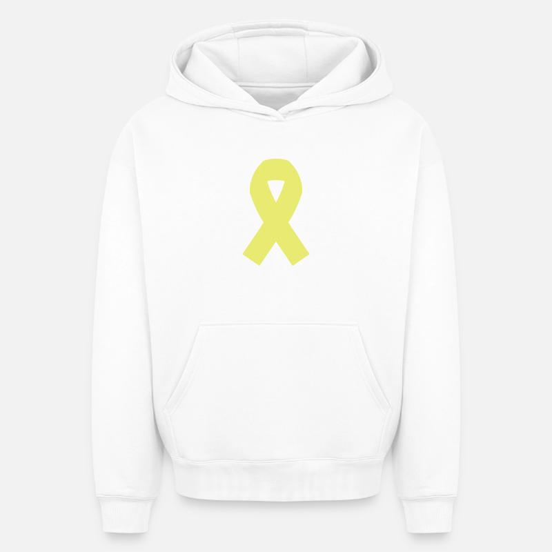 Ruban jaune - Sweat à capuche unisexe oversize épais SPREAD - blanc