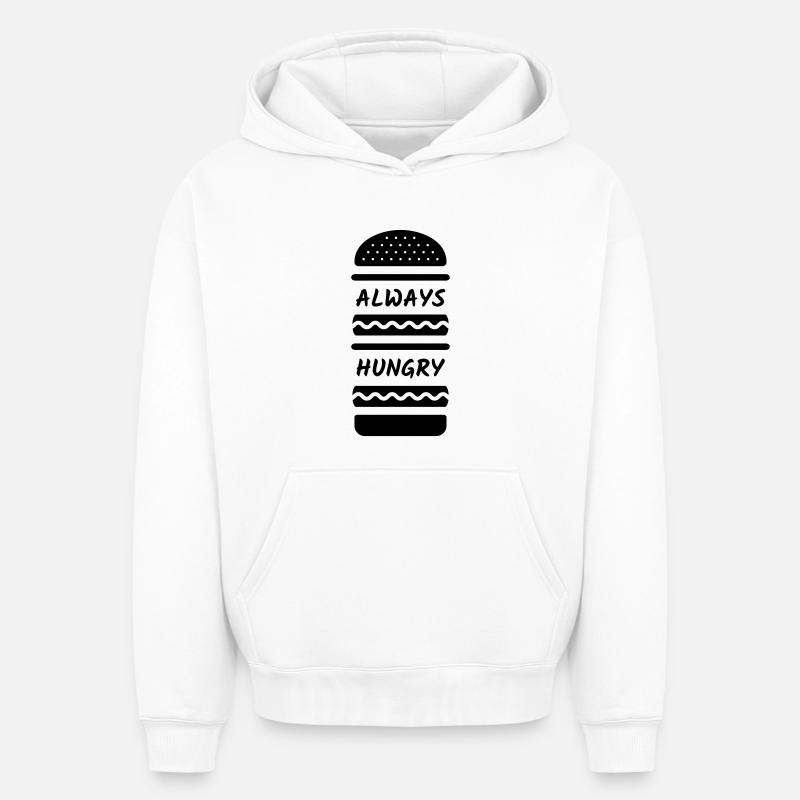 Burger toujours affamé - Sweat à capuche unisexe oversize épais SPREAD - blanc