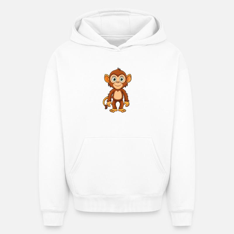Singe - Sweat à capuche unisexe oversize épais SPREAD - blanc