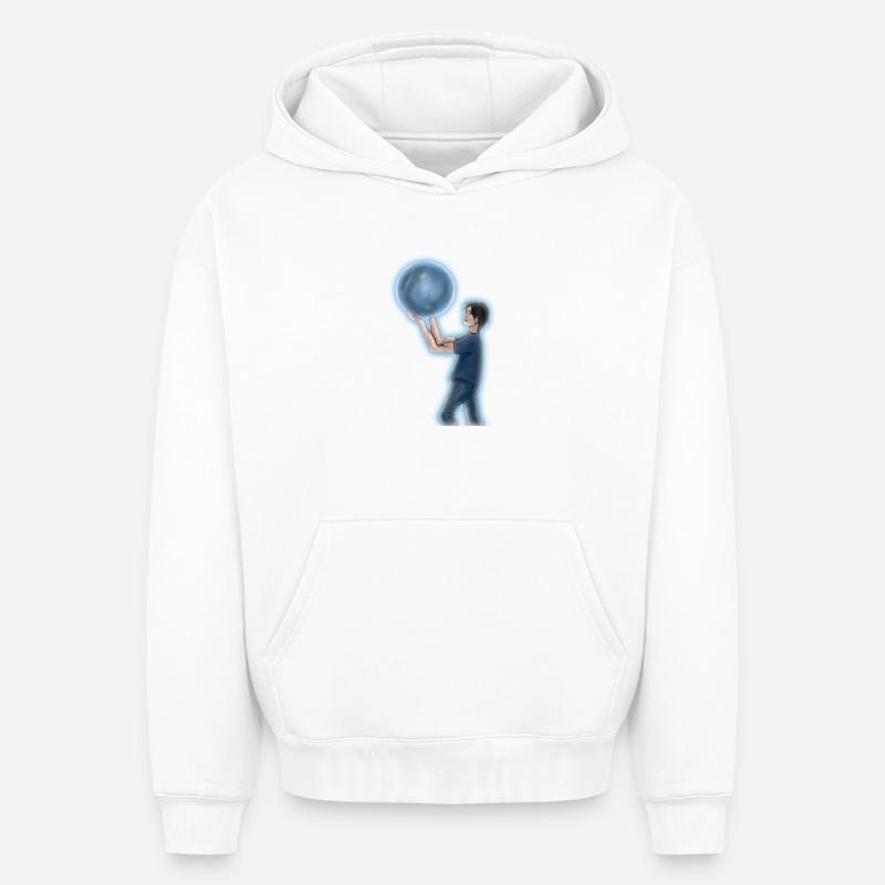 Blå Måne - Sweat à capuche unisexe oversize épais SPREAD - blanc