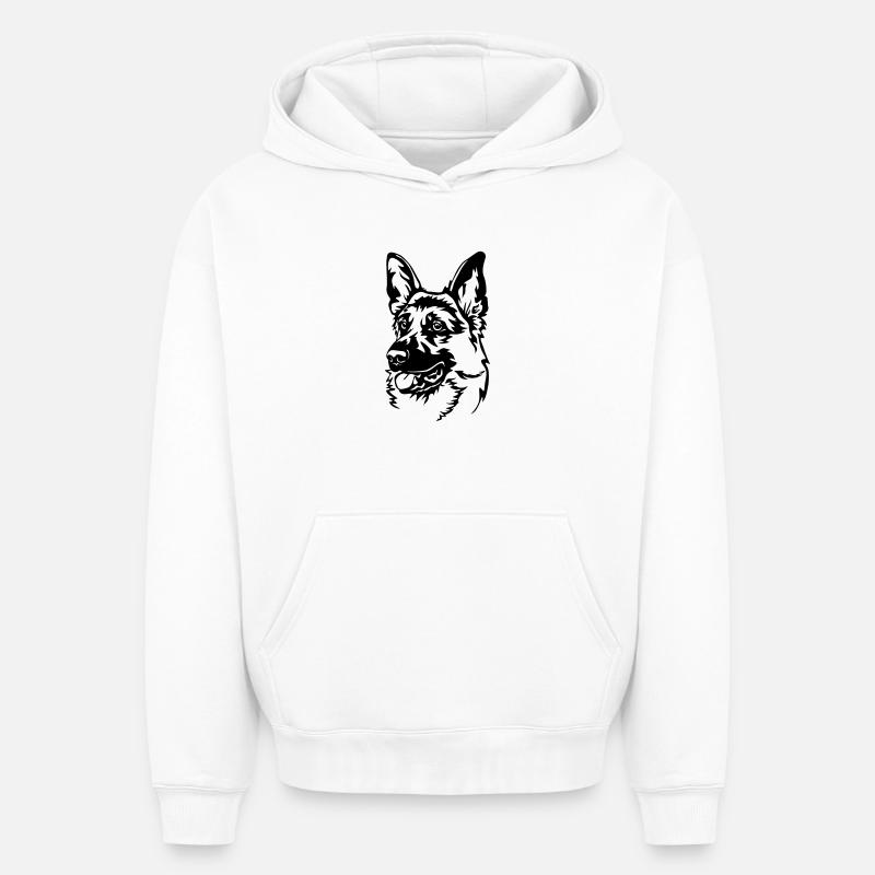 Berger allemand - Sweat à capuche unisexe oversize épais SPREAD - blanc