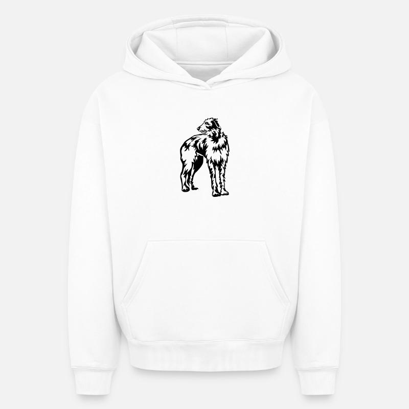 Deerhound écossais - Sweat à capuche unisexe oversize épais SPREAD - blanc