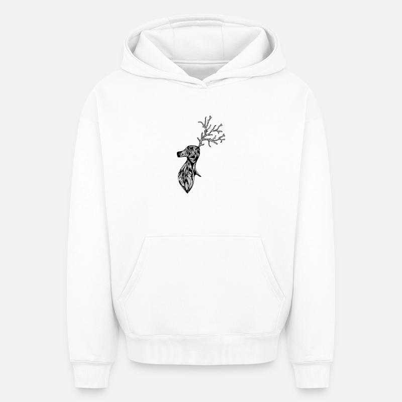 Cerf - Sweat à capuche unisexe oversize épais SPREAD - blanc