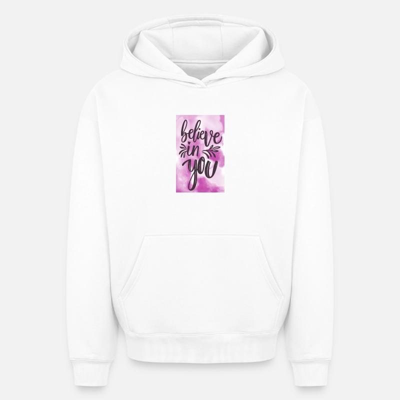 Croyez en vous! - Sweat à capuche unisexe oversize épais SPREAD - blanc