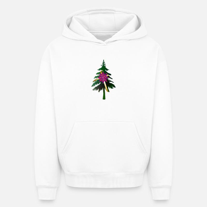 Christbaum oder Weihnachtsbaum & Geschenkschleife - Oversized Heavyweight Unisex Hoodie - Weiß