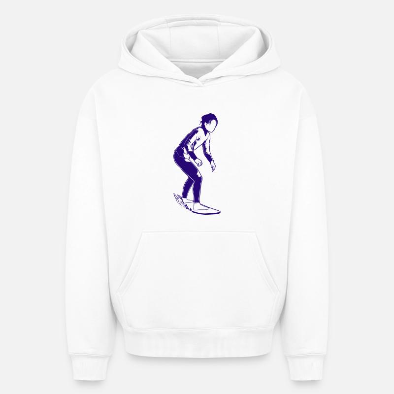 Surfeur - Sweat à capuche unisexe oversize épais SPREAD - blanc