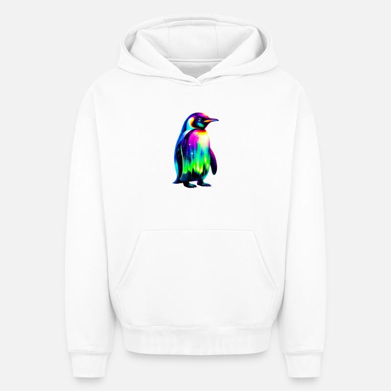 Pingouin - Sweat à capuche unisexe oversize épais SPREAD - blanc
