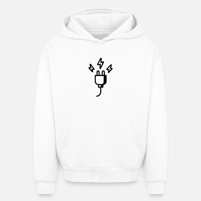 Symbole de prise d'alimentation - Sweat à capuche unisexe oversize épais SPREAD - blanc
