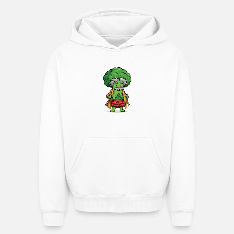Brocoli Einstein  - Sweat à capuche unisexe oversize épais SPREAD - blanc