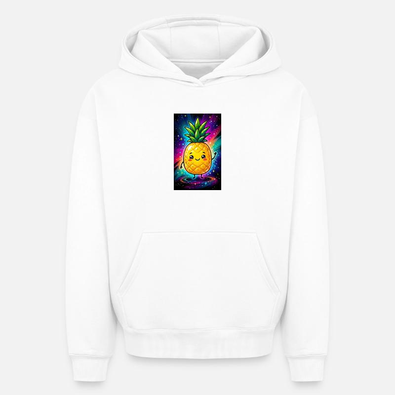 Ananas - Sweat à capuche unisexe oversize épais SPREAD - blanc