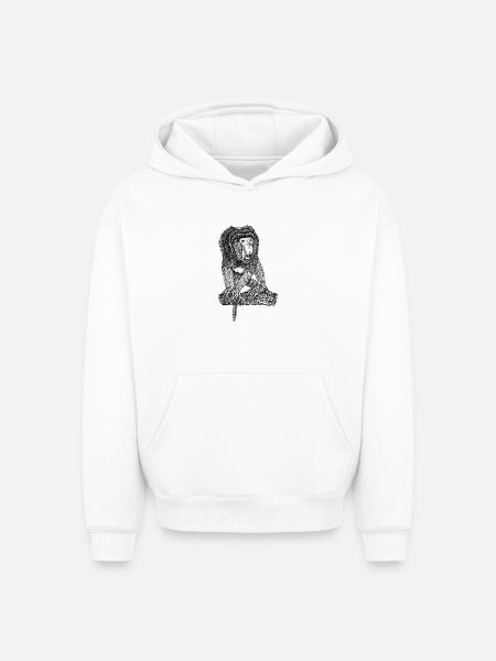 Singe Proboscis - Sweat à capuche unisexe oversize épais SPREAD - blanc