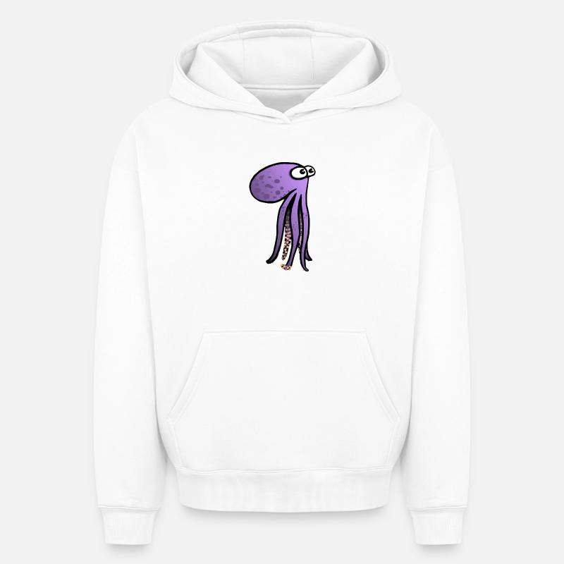 Poulpy - Sweat à capuche unisexe oversize épais SPREAD - blanc