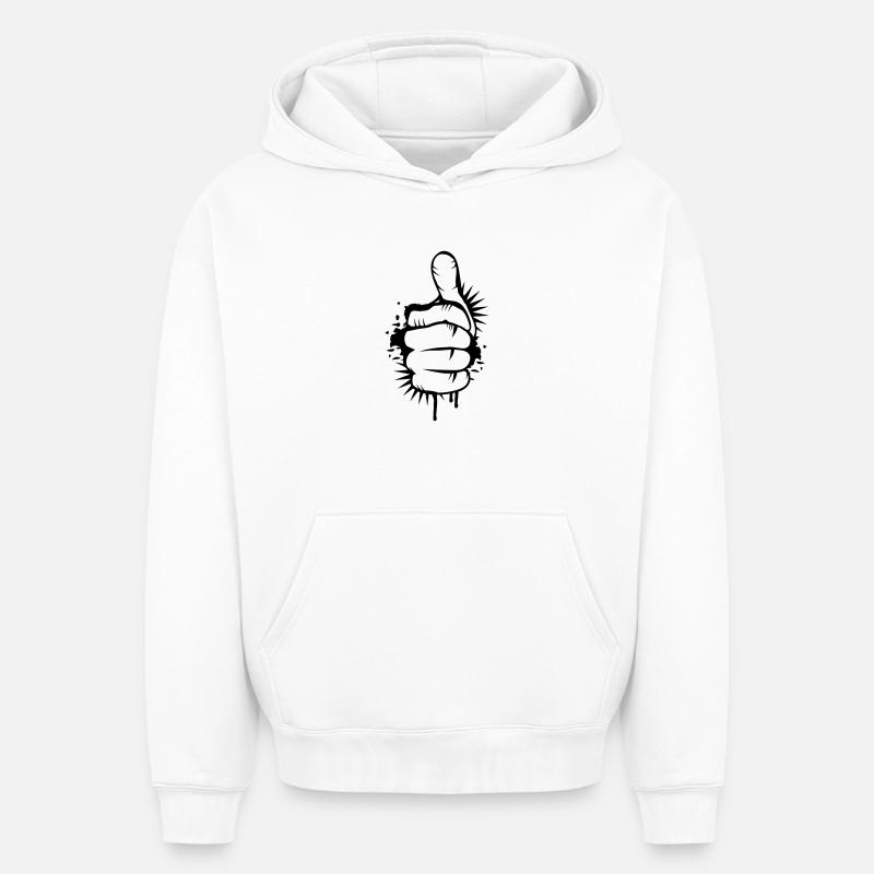 un graffiti de pouce - Sweat à capuche unisexe oversize épais SPREAD - blanc
