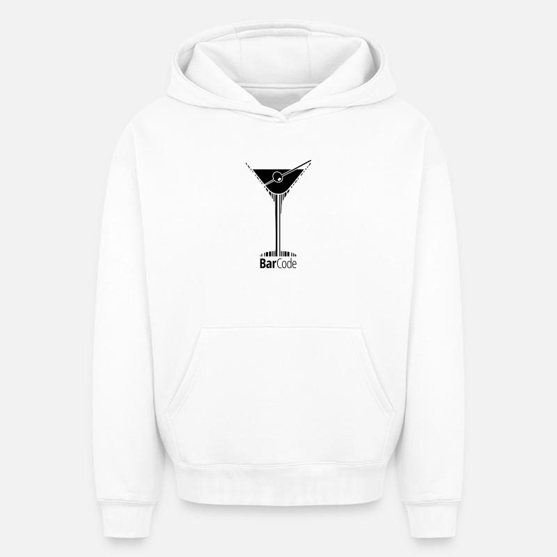 BarCode Martini - Sweat à capuche unisexe oversize épais SPREAD - blanc