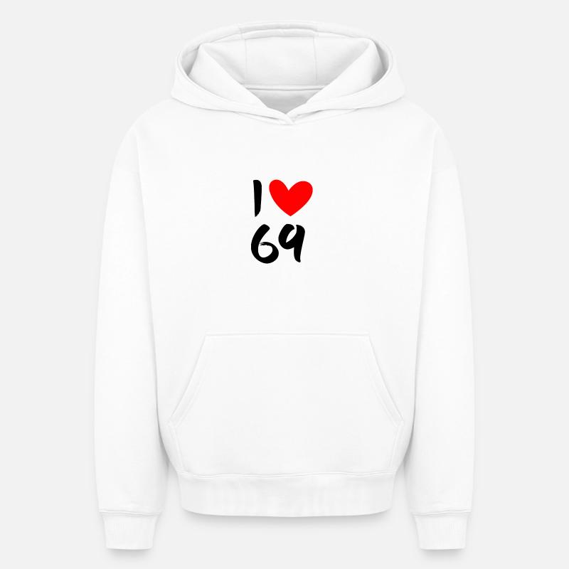 J'aime 69 - Sweat à capuche unisexe oversize épais SPREAD - blanc