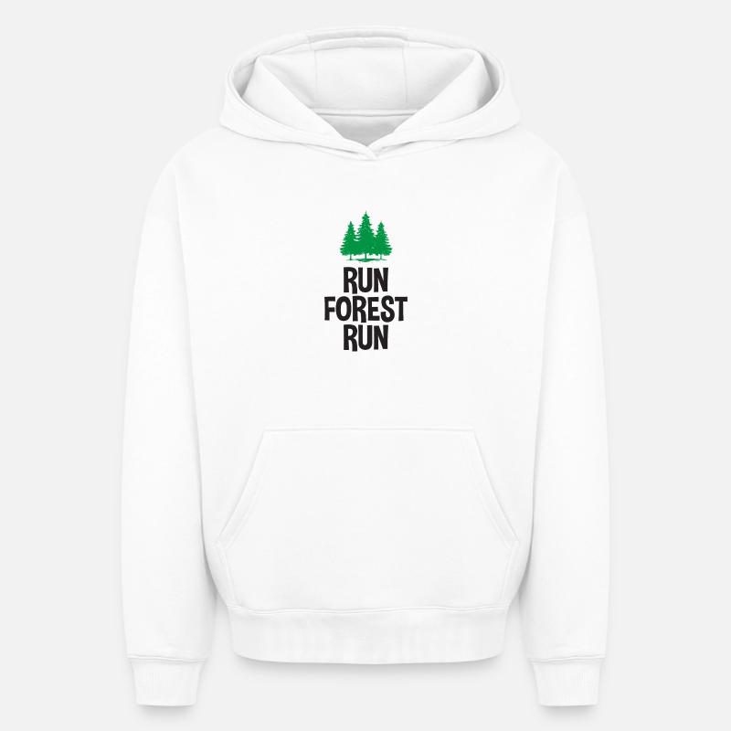 Run Forest Run - Sweat à capuche unisexe oversize épais SPREAD - blanc