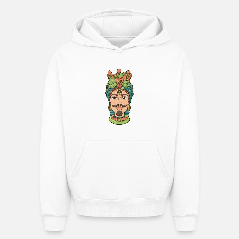 Chef des Maures, Sicile - Sweat à capuche unisexe oversize épais SPREAD - blanc
