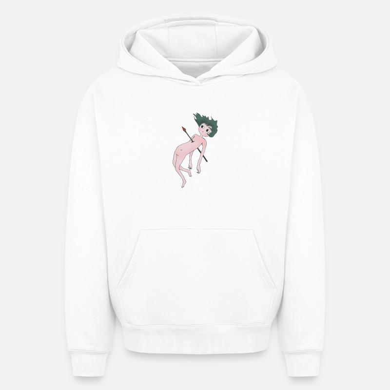 Flèche de Cupidon - Sweat à capuche unisexe oversize épais SPREAD - blanc