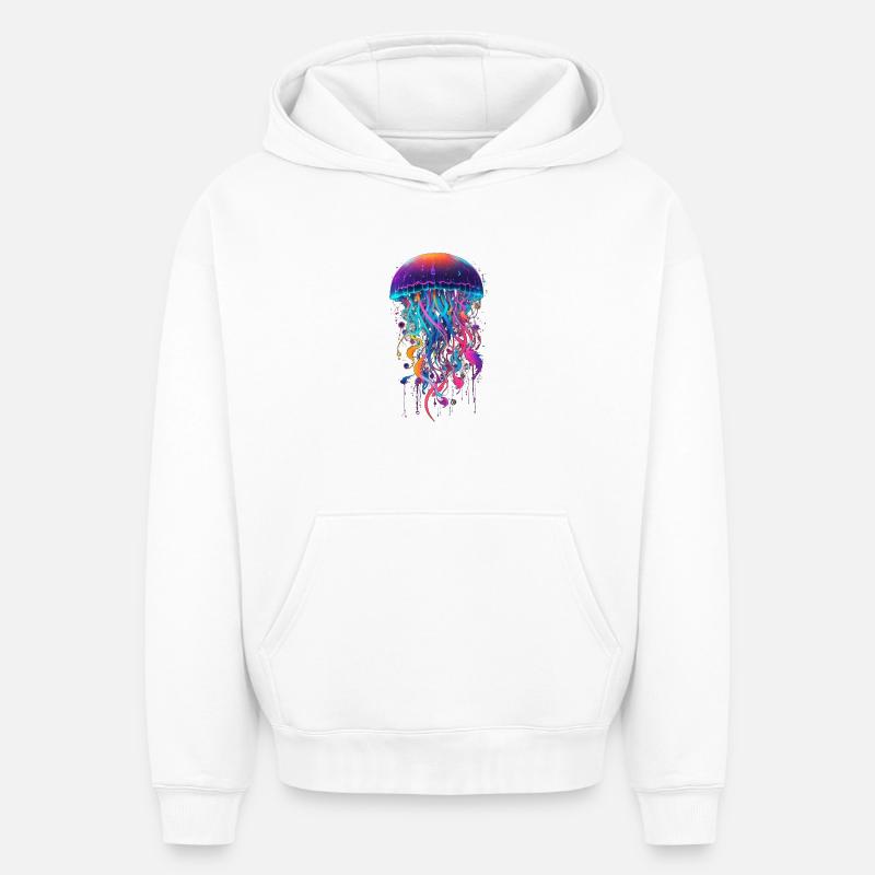 Méduse - Sweat à capuche unisexe oversize épais SPREAD - blanc