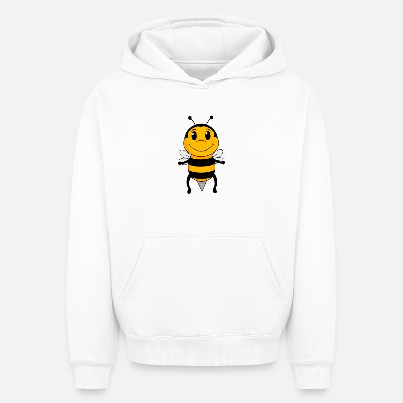 Abeille - Sweat à capuche unisexe oversize épais SPREAD - blanc
