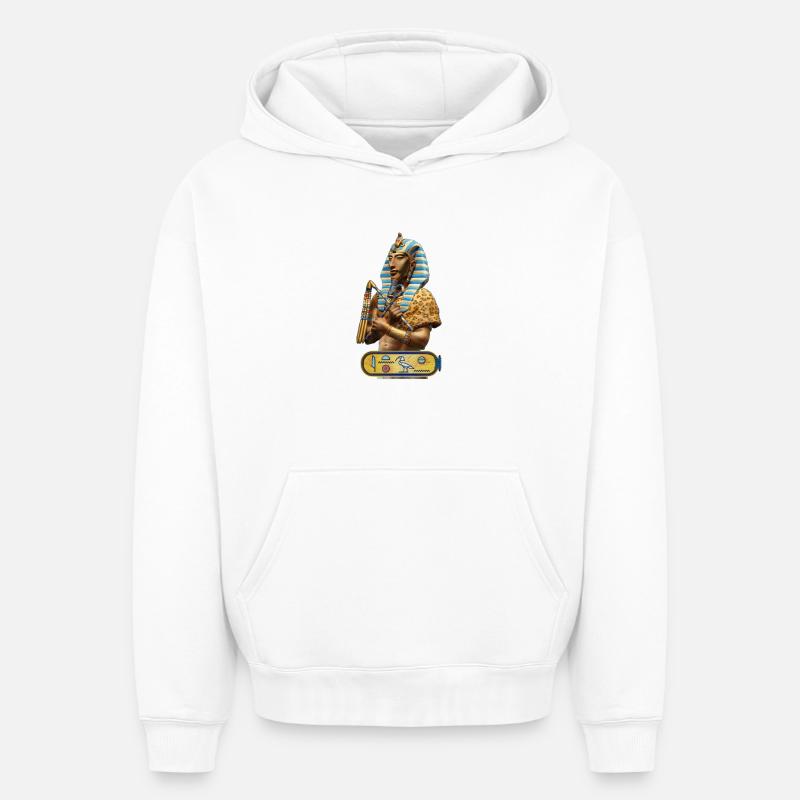 Akhenaton - Pharaon d'Egypte - Sweat à capuche unisexe oversize épais SPREAD - blanc