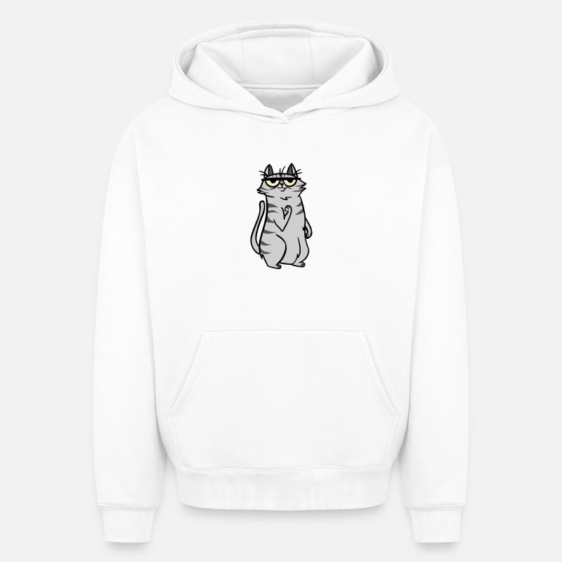 Chat Chats - Sweat à capuche unisexe oversize épais SPREAD - blanc