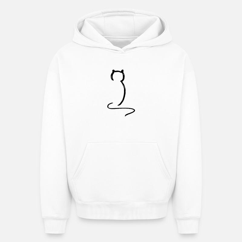 Chat - Sweat à capuche unisexe oversize épais SPREAD - blanc