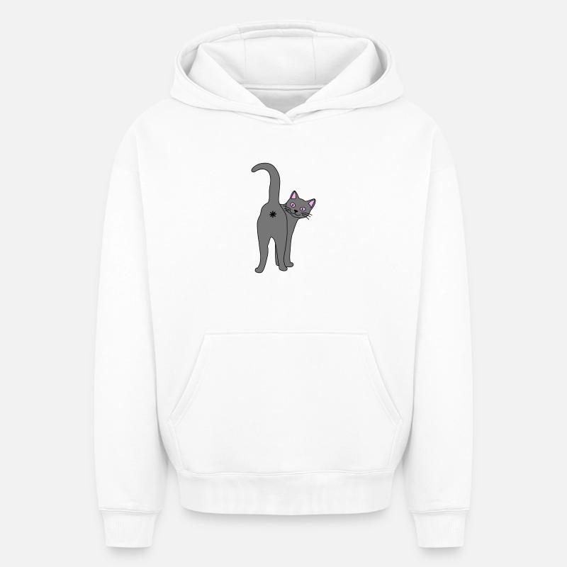 Méchant chat - Sweat à capuche unisexe oversize épais SPREAD - blanc