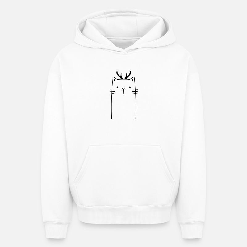 Chat de Noël - Sweat à capuche unisexe oversize épais SPREAD - blanc
