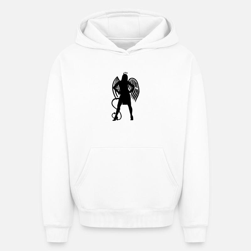 Ange Diable - Sweat à capuche unisexe oversize épais SPREAD - blanc