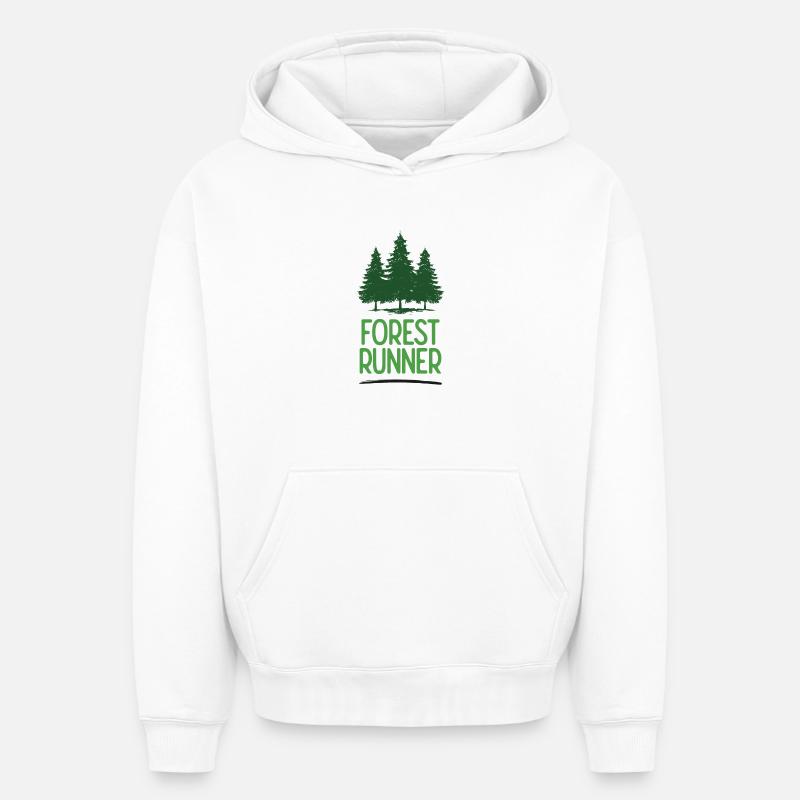 Coureur forestier - Sweat à capuche unisexe oversize épais SPREAD - blanc