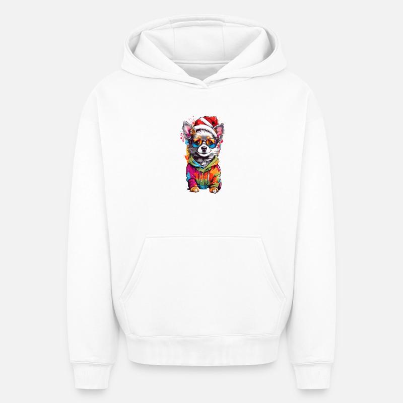 Chien mignon - Sweat à capuche unisexe oversize épais SPREAD - blanc