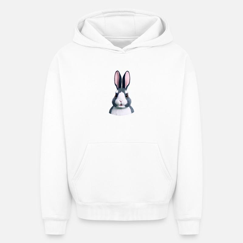 Lapin - Pas seulement à Pâques - Sweat à capuche unisexe oversize épais SPREAD - blanc